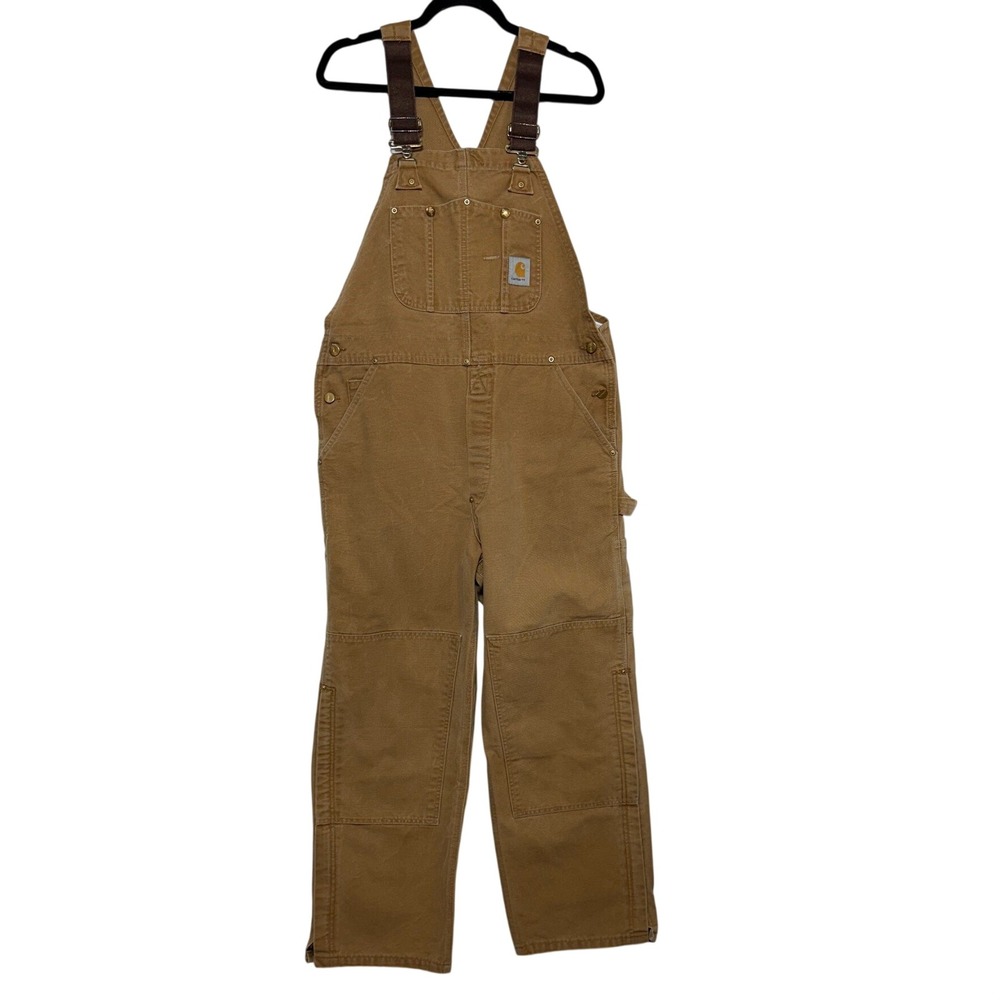 Vintage Carhartt Bib Overalls Mens Fits 38X29 Tag 38x30 Brown Duck Double Knee